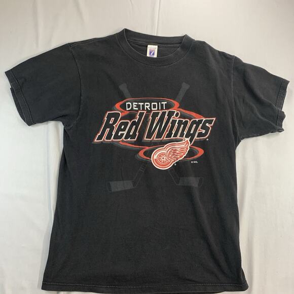 Vintage Logo Athletic Detroit Red Wings T-Shirt Mens L Black Made in USA - Picture 1 of 8